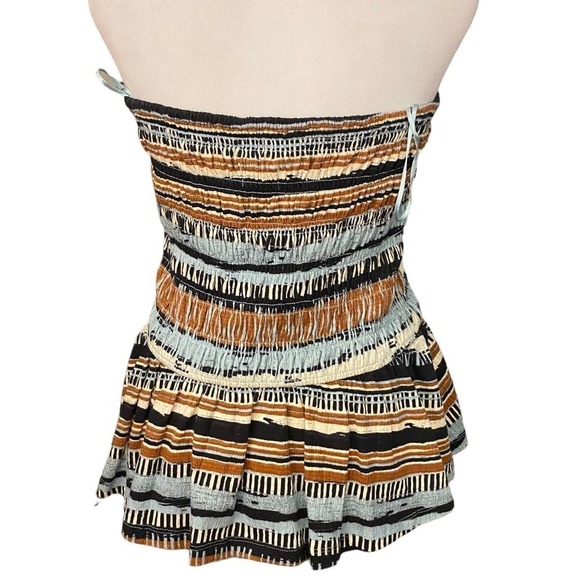 Anthropologie Porridge Women Smocked Peplum Med Tube Top Bohemian Black Blue M - Picture 6 of 11